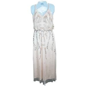 New Alter'd State Duchess Pale‎ Pink Floral Beaded Long Formal Dress Women's M
